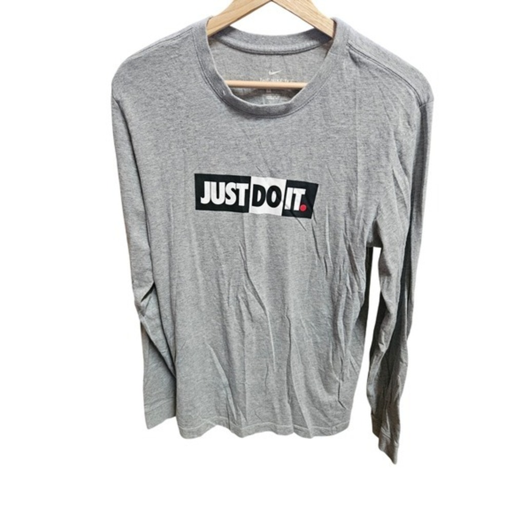 Nike THE NIKE TEE Just‎ Do It Long Sleeve Gray T-Shirt Mens